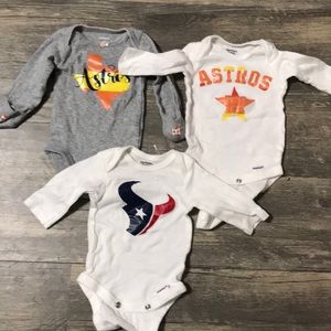 Houston Astros and Texans baby onesies size 0-3
